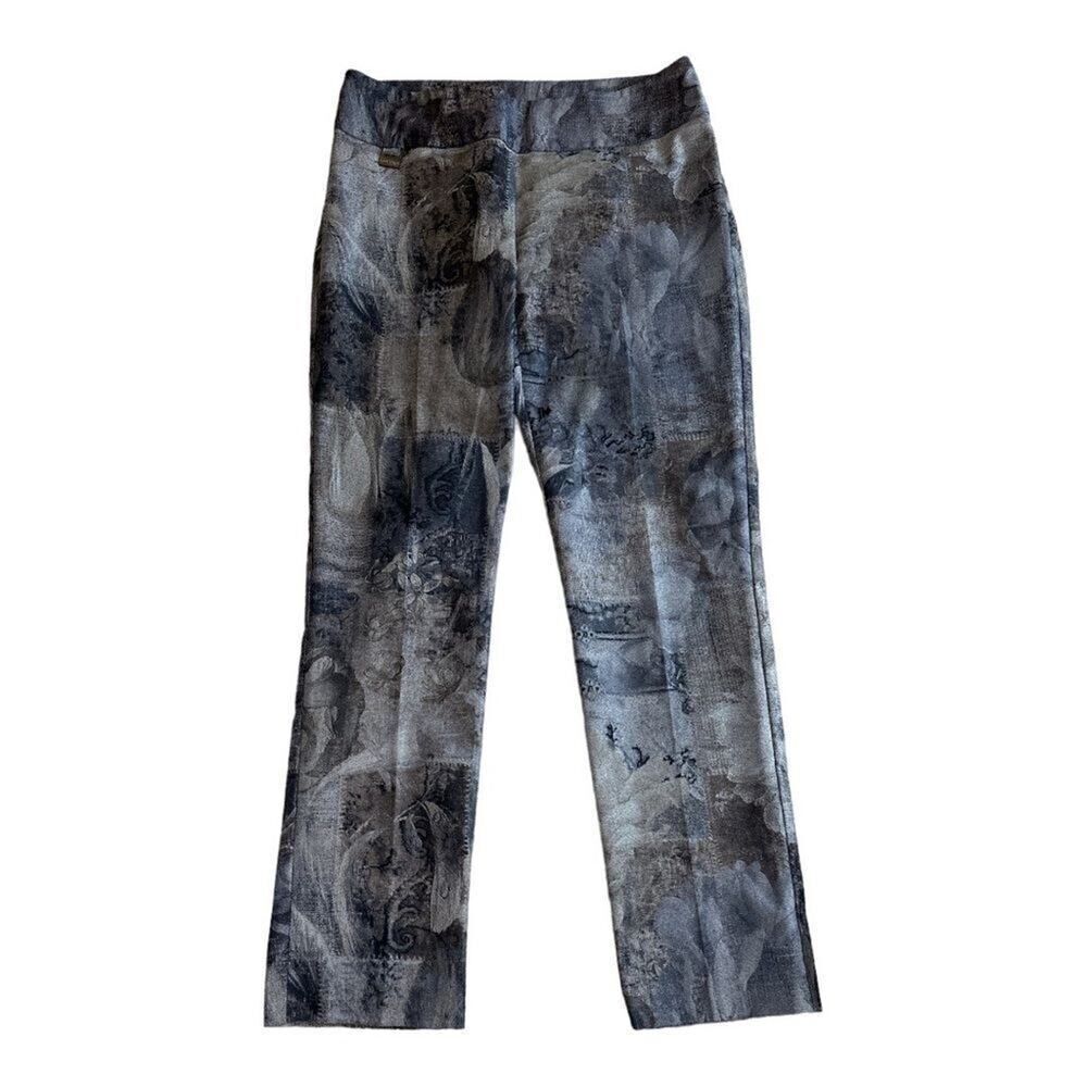 LISETTE L Women’s Pull On Allover Print Skinny Cropped Pants Green/Gray Size 6